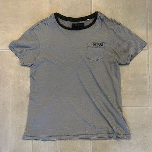 Black and White Striped Guess T-Shirt